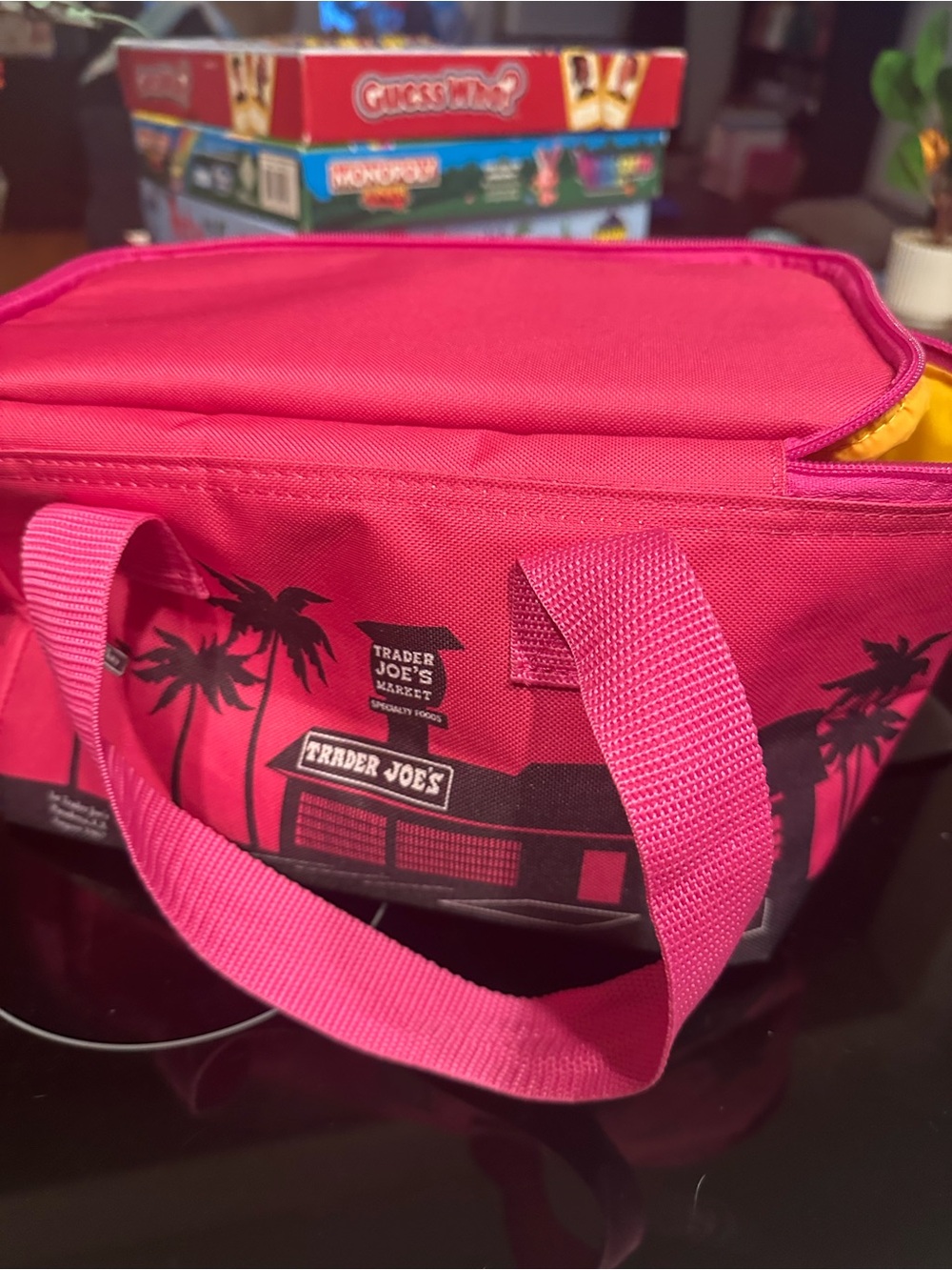 Trader Joe's Pink Insulated Lunch Tote with Yellow Trim - Picture 4 of 5